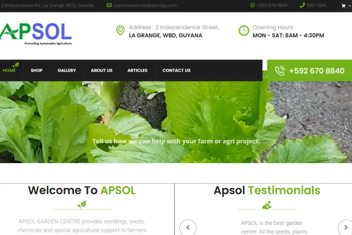 APSOL website built in Guyana