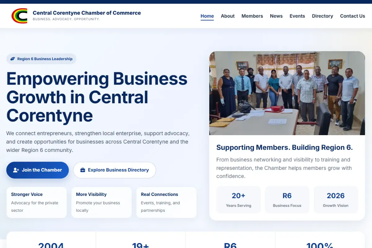 Central Corentyne Chamber website in Guyana