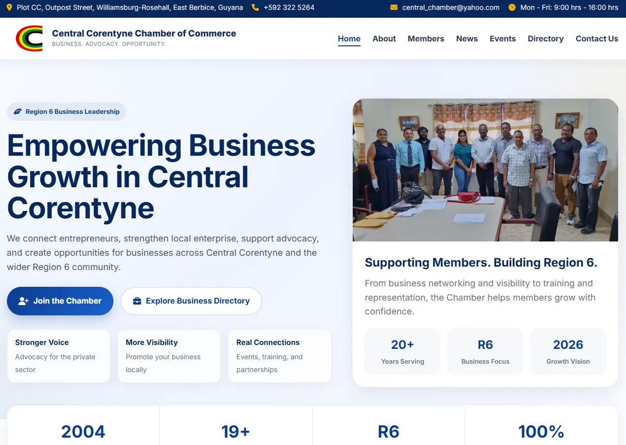 Professional website design example in Guyana