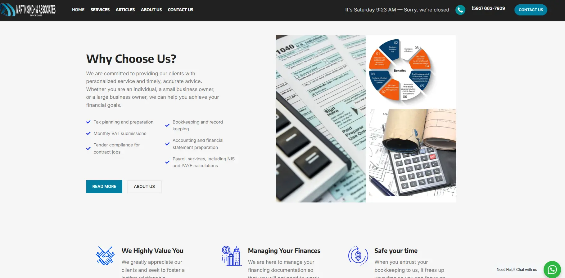Landing page design example for a Guyana business